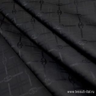 Подкладочная жаккардовая (о) черная клетка - итальянские ткани Тессутидея арт. 07-1135