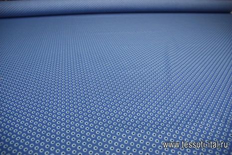 Сорочечная стрейч (н) черно-голубой орнамент на синем ш-145см - итальянские ткани Тессутидея арт. 01-3399