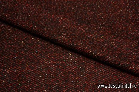 Пальтовая (н) красно-коричневая с яркими вкраплениями ш-150см - итальянские ткани Тессутидея арт. 09-1188