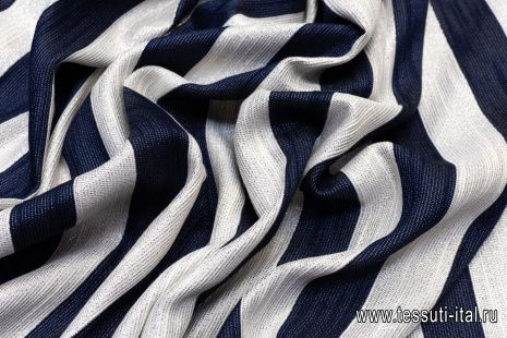 Шанель с люрексом (н) сине-бело-серебрянная полоска - итальянские ткани Тессутидея арт. 03-6027