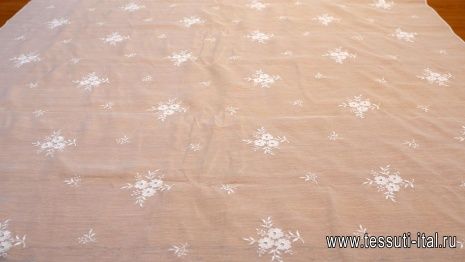 Плательная (н) белая вышивка на светло-бежевом - итальянские ткани Тессутидея арт. 03-6003