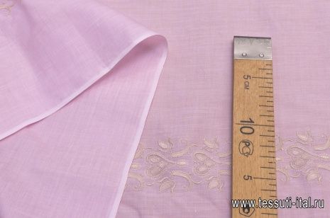 Хлопок (н) бежевая вышивка на розовом - итальянские ткани Тессутидея арт. 01-5234
