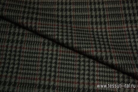 Костюмная (н) серо-черно-красная стилизованная клетка ш-130см - итальянские ткани Тессутидея арт. 05-2203