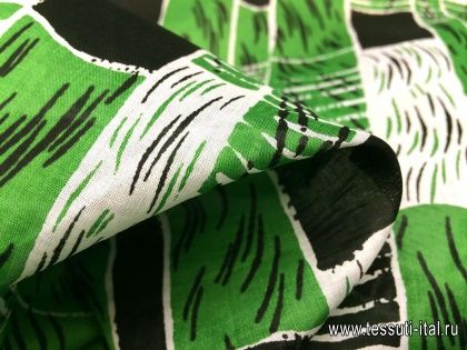 Батист (н) черно-зеленый орнамент - итальянские ткани Тессутидея арт. 01-4489