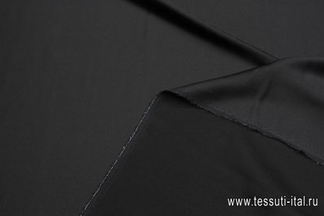 Шелк атлас стрейч (о) черный - итальянские ткани Тессутидея арт. 10-3641