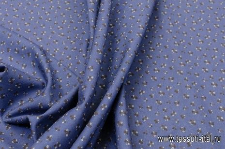 Сорочечная (н) мелкий цветочный орнамент на синем - итальянские ткани Тессутидея арт. 01-5074