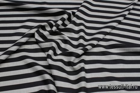 Плательная вискоза (н) серо-черная полоска - итальянские ткани Тессутидея арт. 01-7172