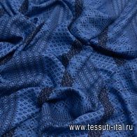 Плательная (н) черно-голубой геометрический орнамент в стиле Prada - итальянские ткани Тессутидея арт. 04-1282