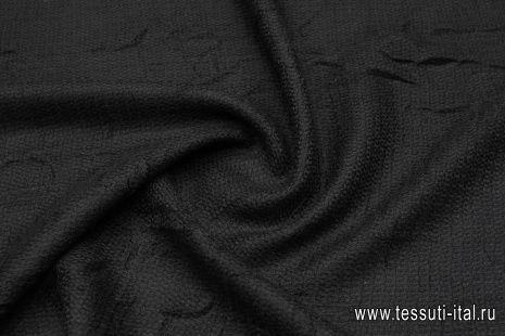 Плательная фактурная (о) черная - итальянские ткани Тессутидея арт. 17-1051