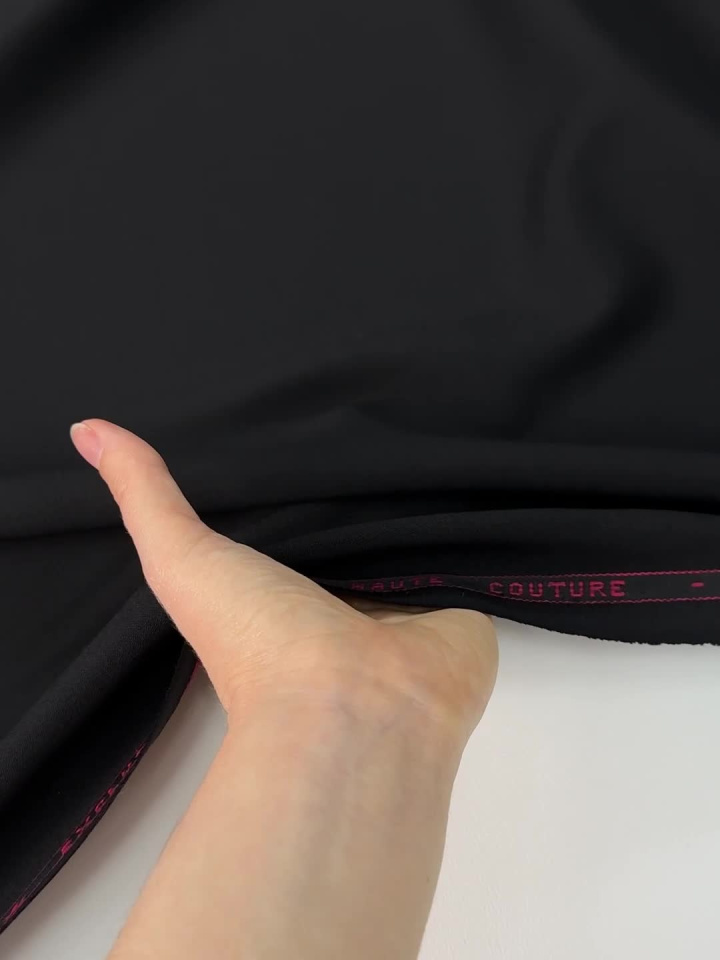 Костюмная шерсть дабл фейс стрейч (о) черная - итальянские ткани Тессутидея арт. 05-5155