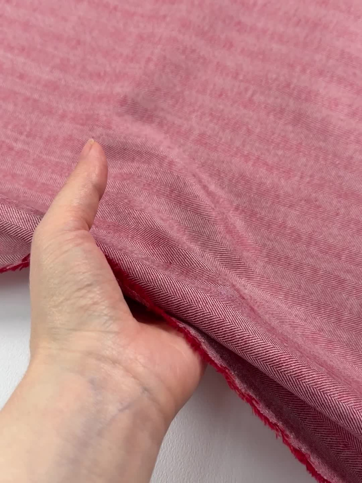 Костюмная кашемир+шелк 240 г/м (н) красно-молочная елочка - итальянские ткани Тессутидея арт. 05-5211