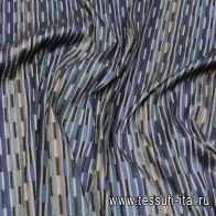 Плательная (н) сине-серые стилизованные полосы - итальянские ткани Тессутидея арт. 03-6929