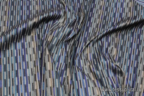 Плательная (н) сине-серые стилизованные полосы - итальянские ткани Тессутидея арт. 03-6929