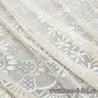 Плательная сетка с вышивкой (н) бежево-молочная - итальянские ткани Тессутидея арт. 01-4452