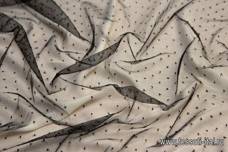 Плательная сетка с вкраплениями (о) черная - итальянские ткани Тессутидея арт. 03-6419