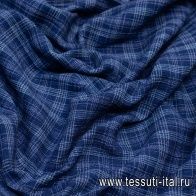 Хлопок стрейч (н) сине-белая клетка - итальянские ткани Тессутидея арт. 01-5509