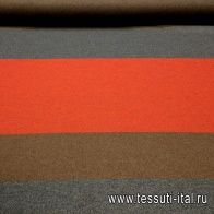 Пальтовая (н) серо-красно-коричневая полоска - итальянские ткани Тессутидея арт. 09-1287