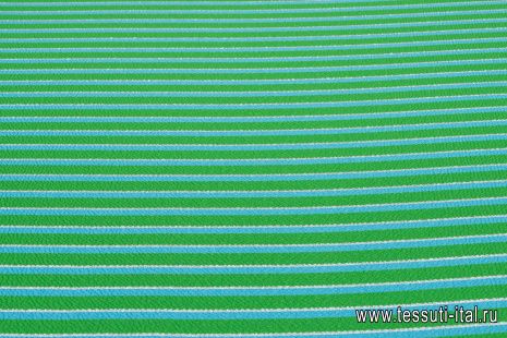 Жаккард с люрексом (н) зелено-голубая полоска - итальянские ткани Тессутидея арт. 03-6824