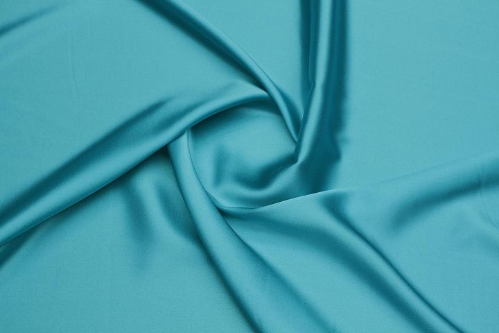 Шелк атлас стрейч (о) бирюзовый - итальянские ткани Тессутидея арт. 10-4030