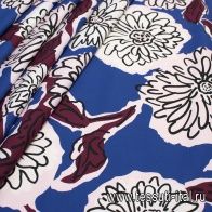 Хлопок (н) цветочный орнамент на синем в стиле Max Mara - итальянские ткани Тессутидея арт. 01-5435