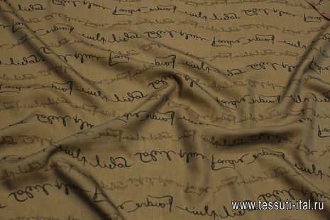 Батист (н) надписи на коричневом - итальянские ткани Тессутидея арт. 01-7241