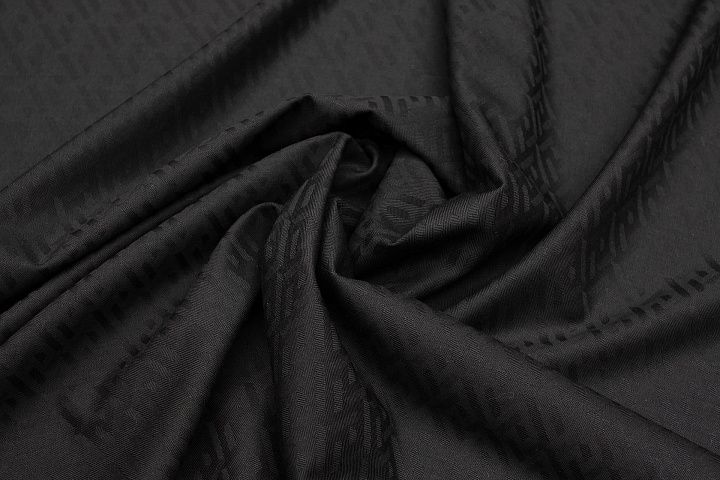 Плательная шерсть (о) черный рисунок на черном - итальянские ткани Тессутидея арт. 17-1035