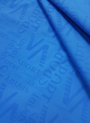 Плательная стрейч (о) ярко-голубая с надписью SPORT - в интернет-магазине тканей Тессутидея арт. 03-0065
