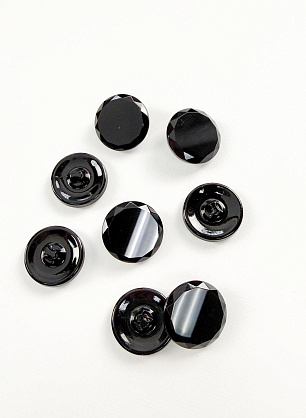 Пуговица стеклянная на ножке d-28мм черная - итальянские ткани Тессутидея.