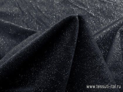 Бархат с люрексом (о) темно-синий с серебром - итальянские ткани Тессутидея арт. 03-4899