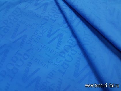 Плательная стрейч (о) ярко-голубая с надписью SPORT - итальянские ткани Тессутидея арт. 03-0065