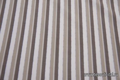 Сорочечная (н) бело-сине-коричневая полоска - итальянские ткани Тессутидея арт. 01-6204