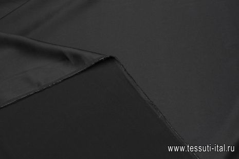 Шелк атлас стрейч (о) черный - итальянские ткани Тессутидея арт. 10-3654
