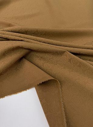 Плательная шерсть стрейч (о) коричневая с жаккардовым рисунком - в интернет-магазине тканей Тессутидея арт. 17-1066