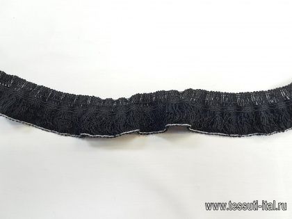 Тесьма резинка с бахромой (о) черная ш-3см - итальянские ткани Тессутидея арт. 01-5641