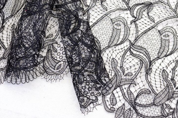 Кружевное полотно (о) черное Ermanno Scervino - итальянские ткани Тессутидея арт. 03-5835