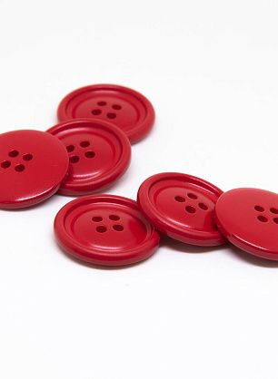 Пуговица пластик 4 прокола d-24мм красная   - итальянские ткани Тессутидея F-4644