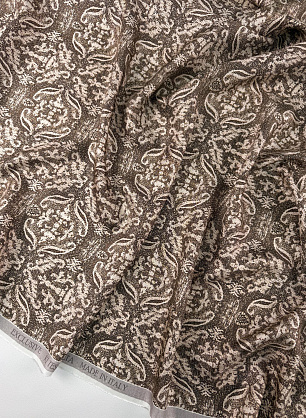 Шелк атлас (н) бежево-коричневый рисунок - в интернет-магазине тканей Тессутидея арт. 10-5115