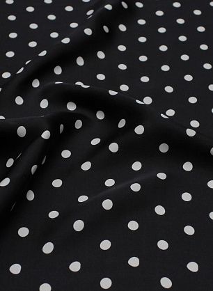 Плательная вискоза (н) белый горох на черном - в интернет-магазине тканей Тессутидея арт. 04-1578