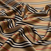 Шелк атлас (н) классическая полоска в стиле Burberry - итальянские ткани Тессутидея арт. 10-0905