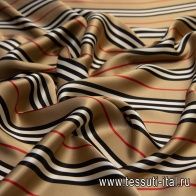 Шелк атлас (н) классическая полоска в стиле Burberry - итальянские ткани Тессутидея арт. 10-0905