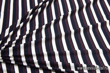 Трикотаж хлопок (н) сине-бело-красная полоска - итальянские ткани Тессутидея арт. 12-0970