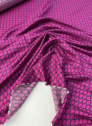 Плательная вискоза (н) черно-бирюзовый рисунок на фуксии - в интернет-магазине тканей Тессутидея арт. 04-1812