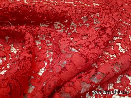 Кружевное кордовое полотно (о) красное - итальянские ткани Тессутидея арт. 03-5576