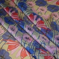 Шифон (н) цветы и бабочки на бежевом - итальянские ткани Тессутидея арт. 02-5524