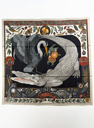 Шелк купон-платок 90*90см с крокодилом - итальянские ткани Тессутидея.