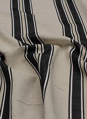 Лен (н) черно-бело-бежевая полоска - в интернет-магазине тканей Тессутидея арт. 16-0885