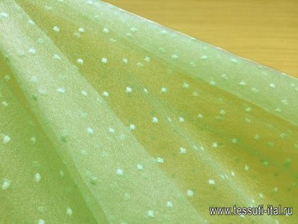 Органза с люрексом (о) светло-зеленая с вкраплениями - итальянские ткани Тессутидея арт. 03-4715