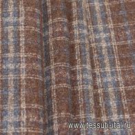 Костюмная букле (н) бежево-коричнево-серая меланжевая клетка - итальянские ткани Тессутидея арт. 05-4187