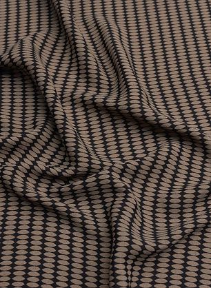 Плательная вискоза (н) бежевые стилизованные овалы на черном - в интернет-магазине тканей Тессутидея арт. 04-1475