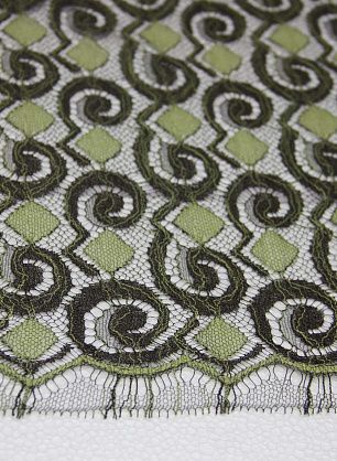 Кружево (н) салатово-зеленое ш-90см Solstiss - в интернет-магазине тканей Тессутидея арт. 03-3265